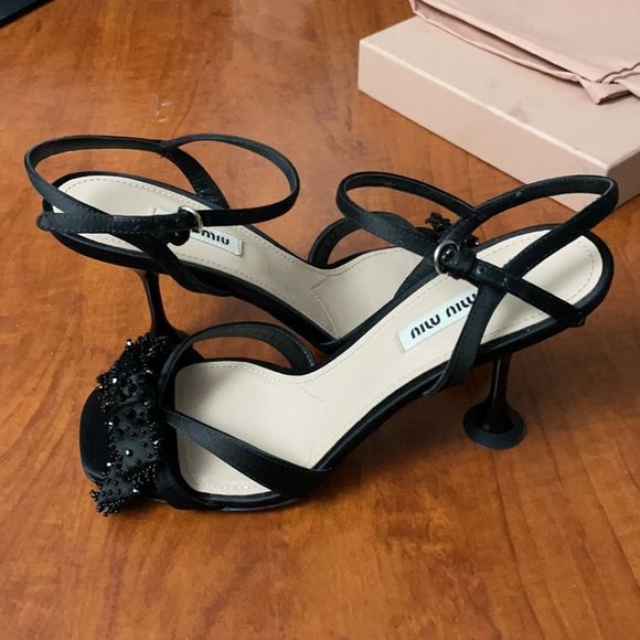 Miu Miu Black Heeled Sandals - Picture 12 of 16